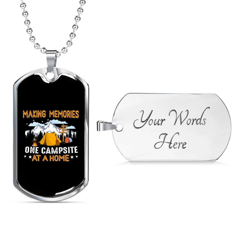 Camper Necklace Making Memories At Home Personalized Engraved Silver Dog Tag Ne